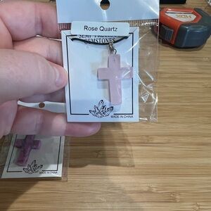 Rose Quartz Cross Necklace – Semi-Precious Gemstone